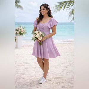 Belle Sky Lavender Ruffle Mini Dress
